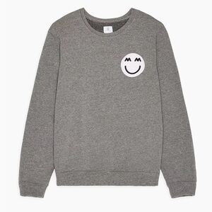 Miles and Milan Crewneck Smiley Face Sweater in Heather Grey